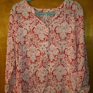 V neck Blouse with Gold Detail